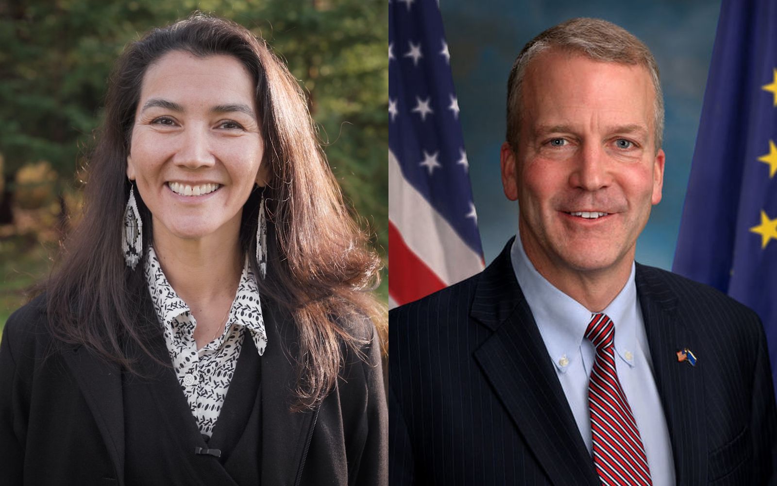 Mary Peltola, left, and Sen. Dan Sullivan, right.